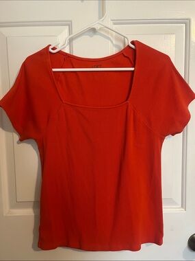 LOFT Orange Square-Neck Short Sleeve Tee